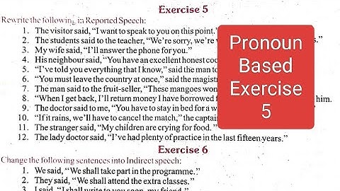 Class 10 Indirect Exercise 5 from excellent book solved by Ramesh Sir # Pronoun Changing Exercise 5