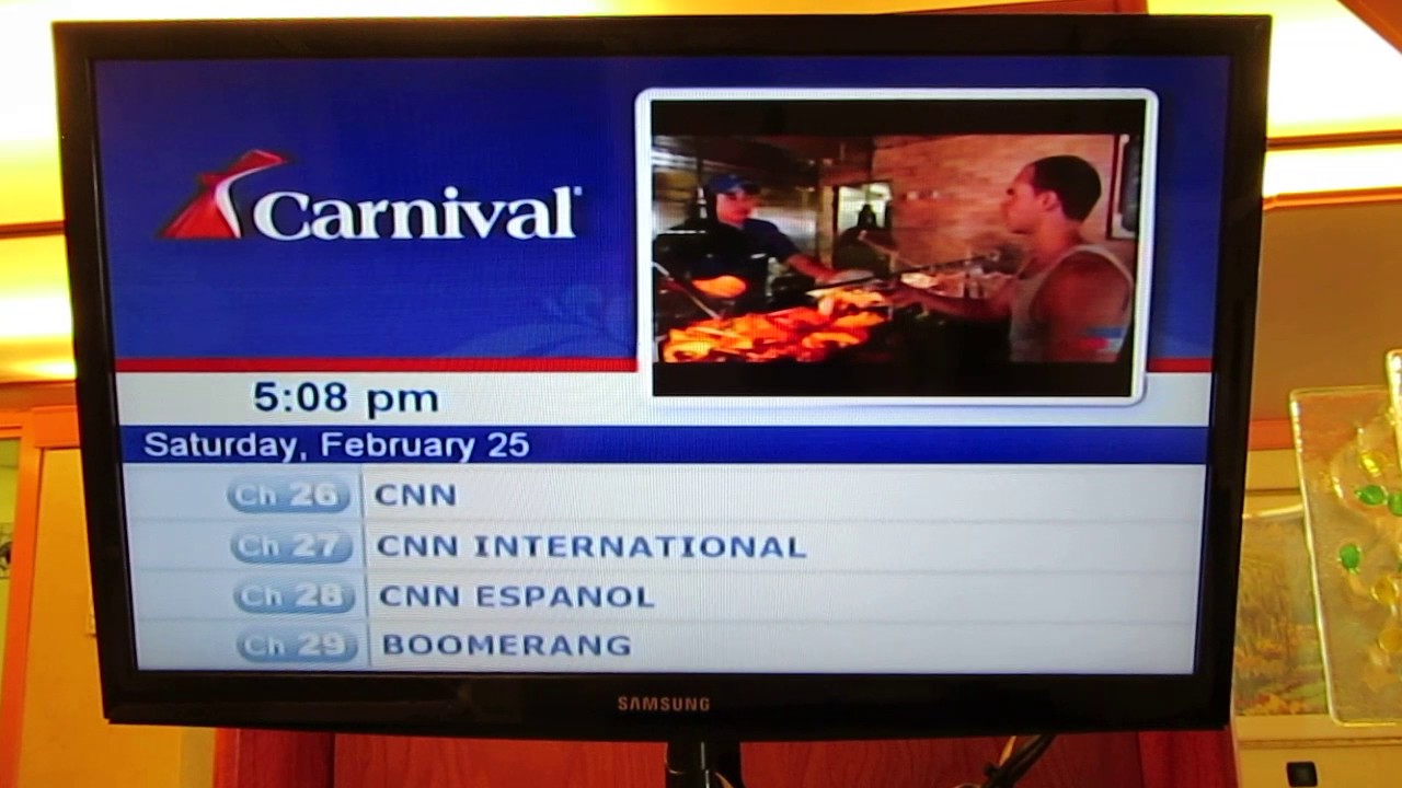 carnival cruise line tv channels