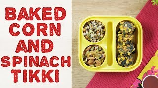Baked Spinach & Corn Tikki | How To Make Palak Tikki Recipe | Quick & Easy Snack Recipe For Children