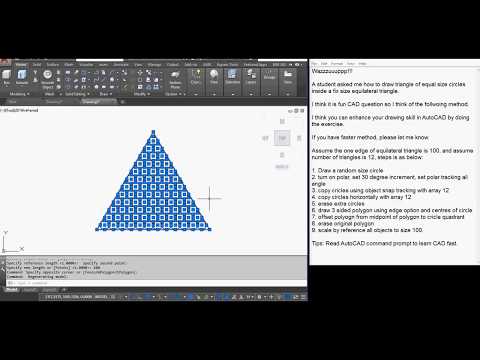 AutoCAD 2D draw draw triangle of equal size circles inside a fix size equilateral triangle