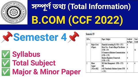 CU Semester 4 Bcom syllabus 2024| Semester 4 syllabus| CU semester 4 ccf| Calcutta University