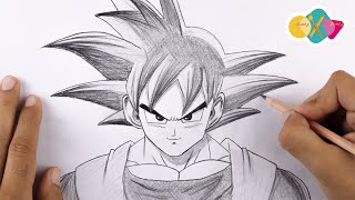 رسم غوكو بالرصاص من انمي دراغون بول | تعلم رسم الانمي | رسم غوكو سهل | how to draw goku