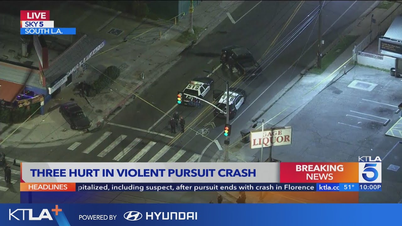 3 injured after pursuit ends in violent crash - YouTube