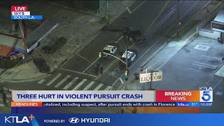 3 injured after pursuit ends in violent crash