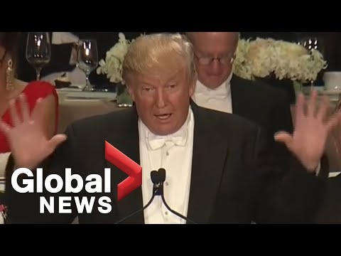 Full monologue: Donald Trump roasts Hillary Clinton at Al Smith charity dinner