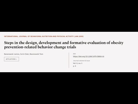 Steps in the design, development and formative evaluation of obesity prevention-relat... | RTCL.TV