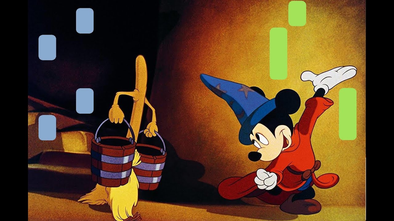 piano tutorial "THE SORCERER'S APPRENTICE" P. Dukas, Fantasia, Disney, with free sheet music