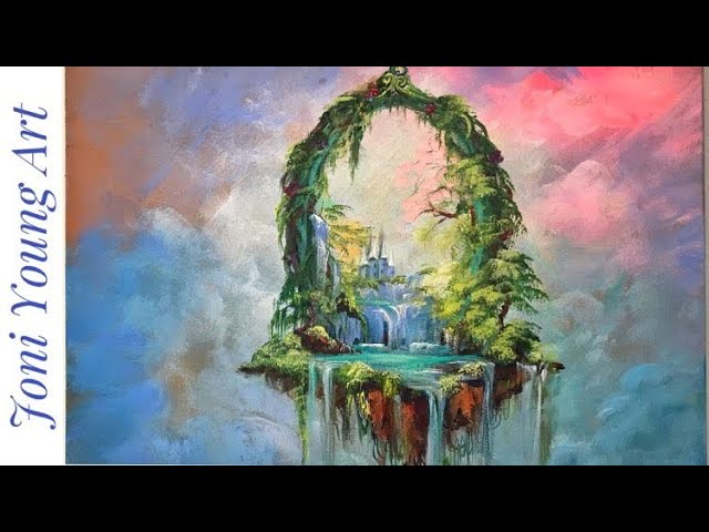 58 How to Paint an Epic Fantasy Castle Landscape, Acrylic Painting  Tutorial