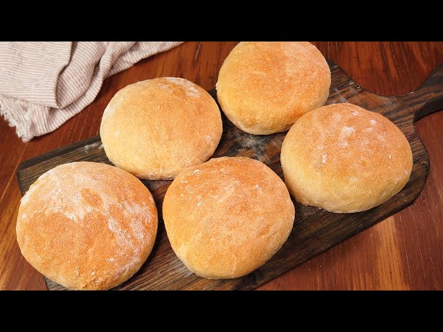 No-knead crusty buns! Best and easiest bread you'll ever bake! 4 ingredients! class=