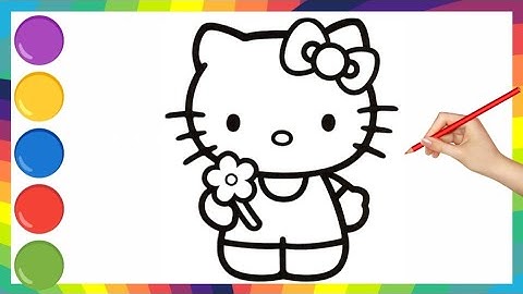 Schattige kattentekening voor kinderen | Leer een kat tekenen en kleuren