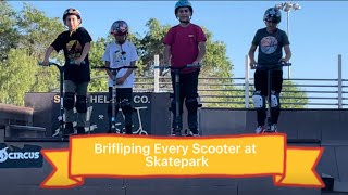 *BRIFLIPING EVERY SCOOTER AT SKATEPARK*