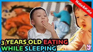 How To Eat And Sleep At The Same Time - Funny & Adorable 3 Year Old Video Eating Rice While Sleeping