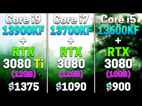 i9 13900KF + RTX 3080 Ti (12GB) vs i7 13700KF + RTX 3080 (12GB) vs i5 13600KF + RTX 3080 (10GB)