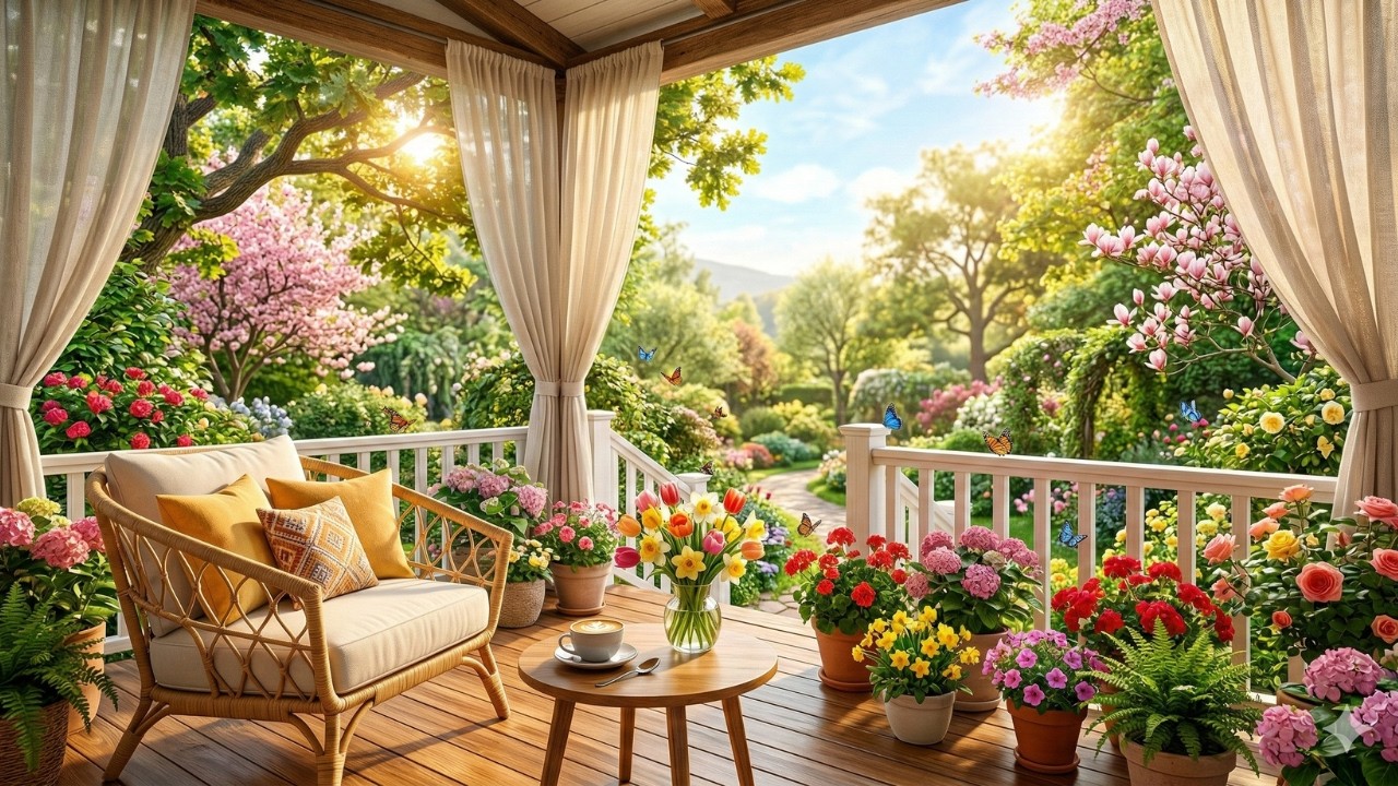 Relaxing Coffee Jazz ☀️ Warm Sunny Balcony Vibes