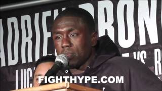 ANDRE BERTO AT THE PODIUM DURING BRONER VS. TAYLOR POST-FIGHT PRESS CONFERENCE