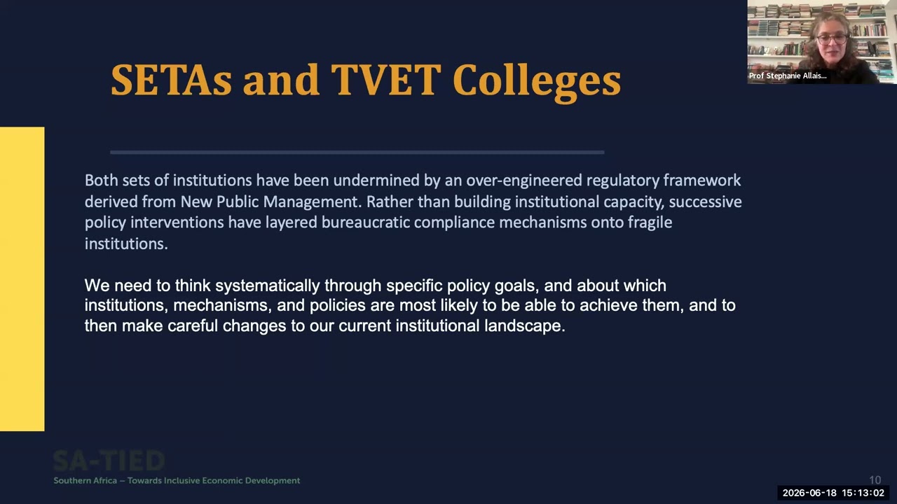 Thumbnail for SA-TIED Seminar Series: Beyond compliance: rebuilding South Africa’s skills development institutions