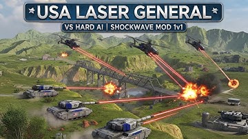 [1] USA Laser - 1 vs 1 Hard AI - C&C Generals ZH Shockwave