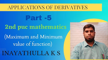 APPLICATIONS OF DERIVATIVES part -5, 2nd puc mathematics by IKS sir