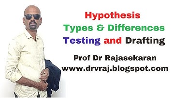 Hypothesis - Drafting | Types, Testing, Differences   #profdrrajasekaran #research
