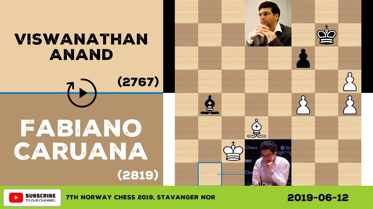 Fabiano Caruana vs Viswanathan Anand - 2019-06-12 - 7th Norway Chess 2019 -  Chess Game No Commentary 