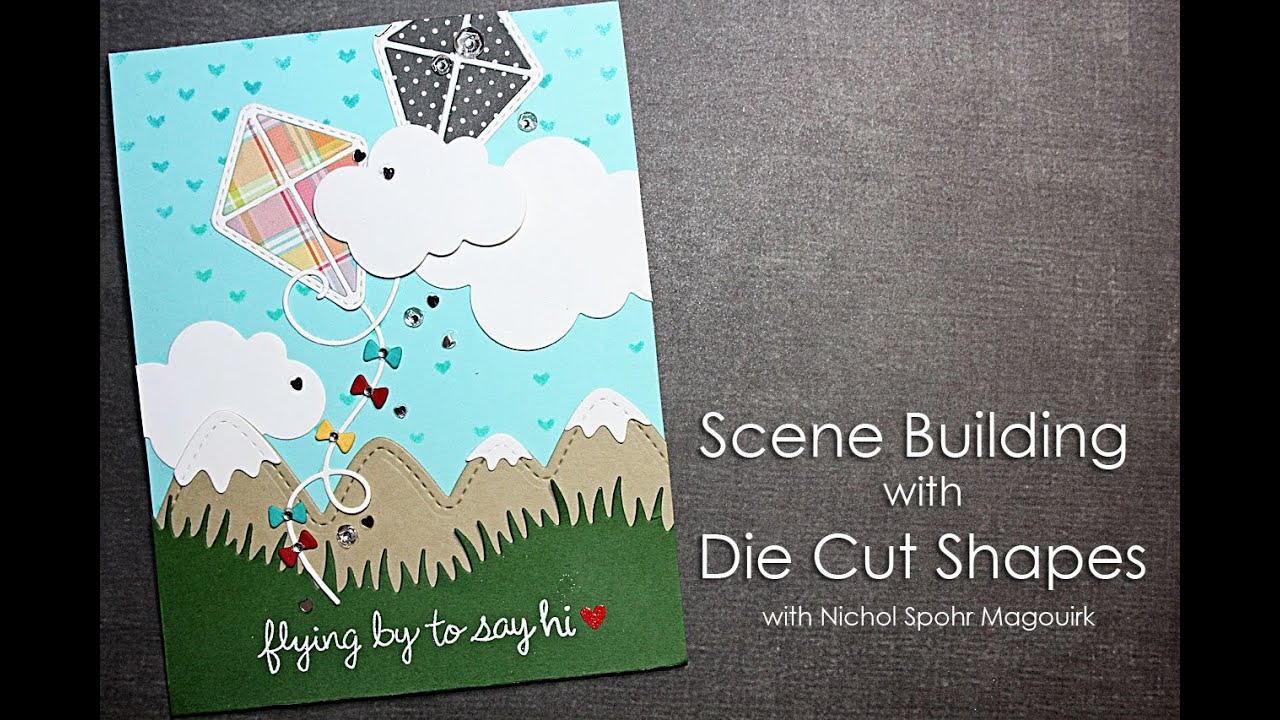 Scene Building with Die Cut Shapes | Lawn Fawn Stitched Kites - YouTube