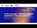 Webinaire lments cls dune proposition horizon europe