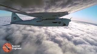 Drops of small-caliber bombs from a fixed-wing drone