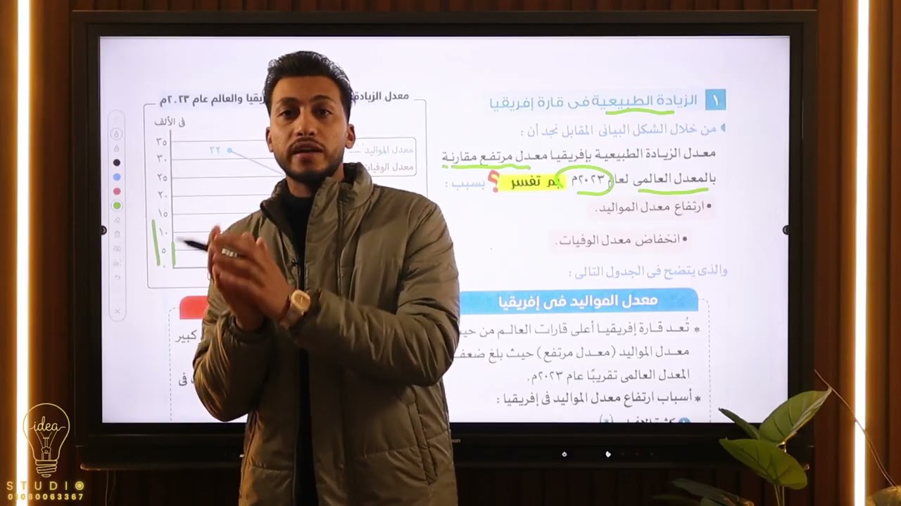 شرح الدرس الاول للصف الاول الإعدادي الترم الثاني( نمو وتوزيع السكان في قاره افريقيا ) محمد سليمان 