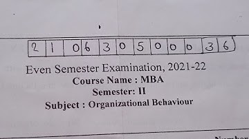 Organizational Behaviour MBA question paper 2022