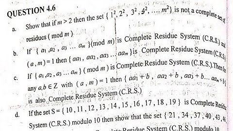 Question 4.6 || Complete Residue System (C.R.S) Questions and Theorems
