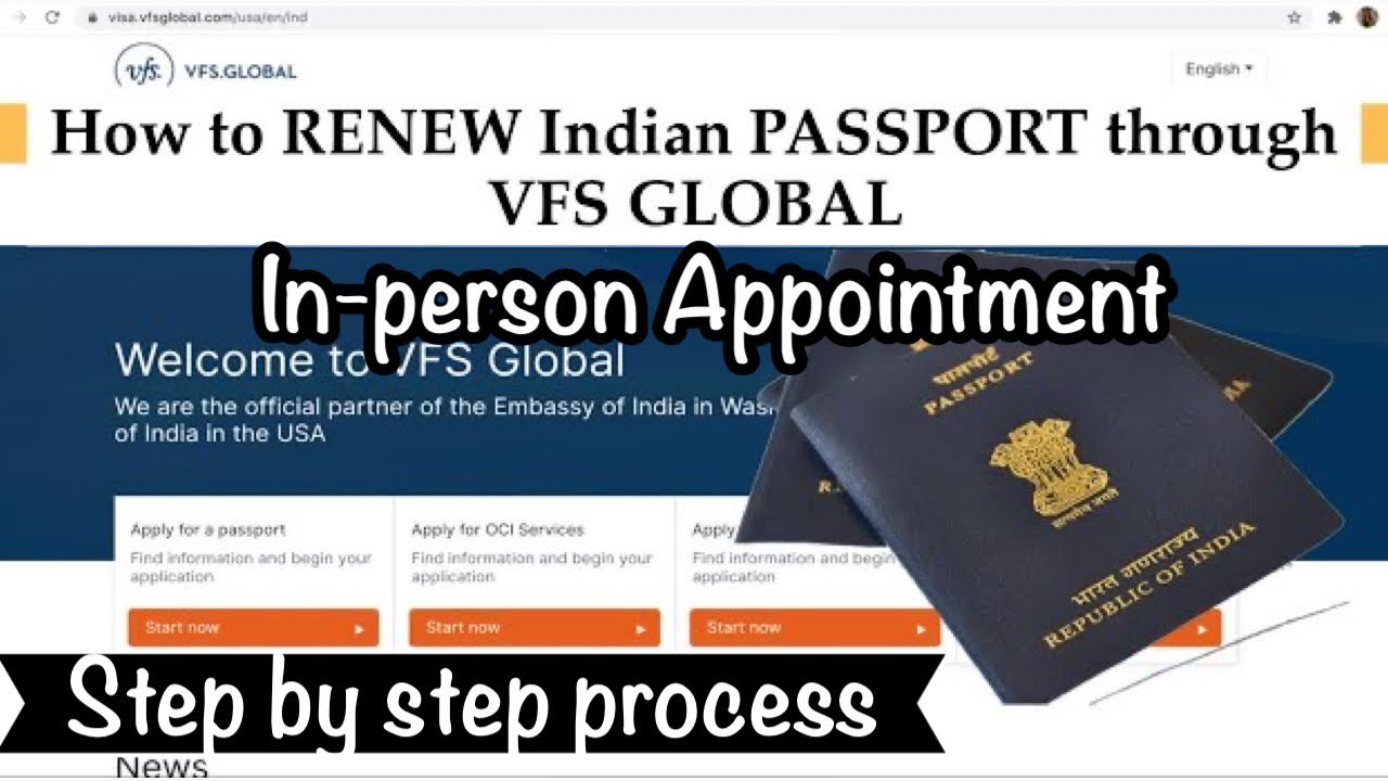 Indian Passport Renewal through VFS Global by InPerson Appointment Step by Step Process YouTube