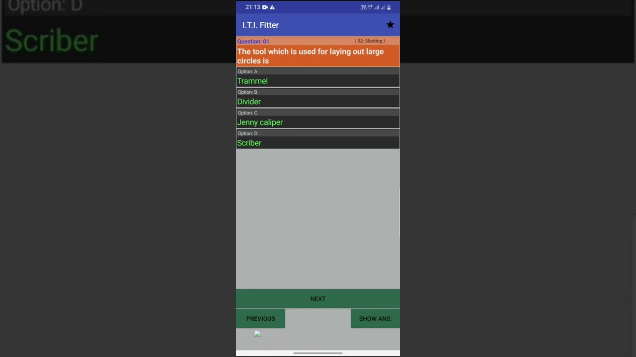 Fitter Trade Theory II Marking and Marking tools II Q.No-1