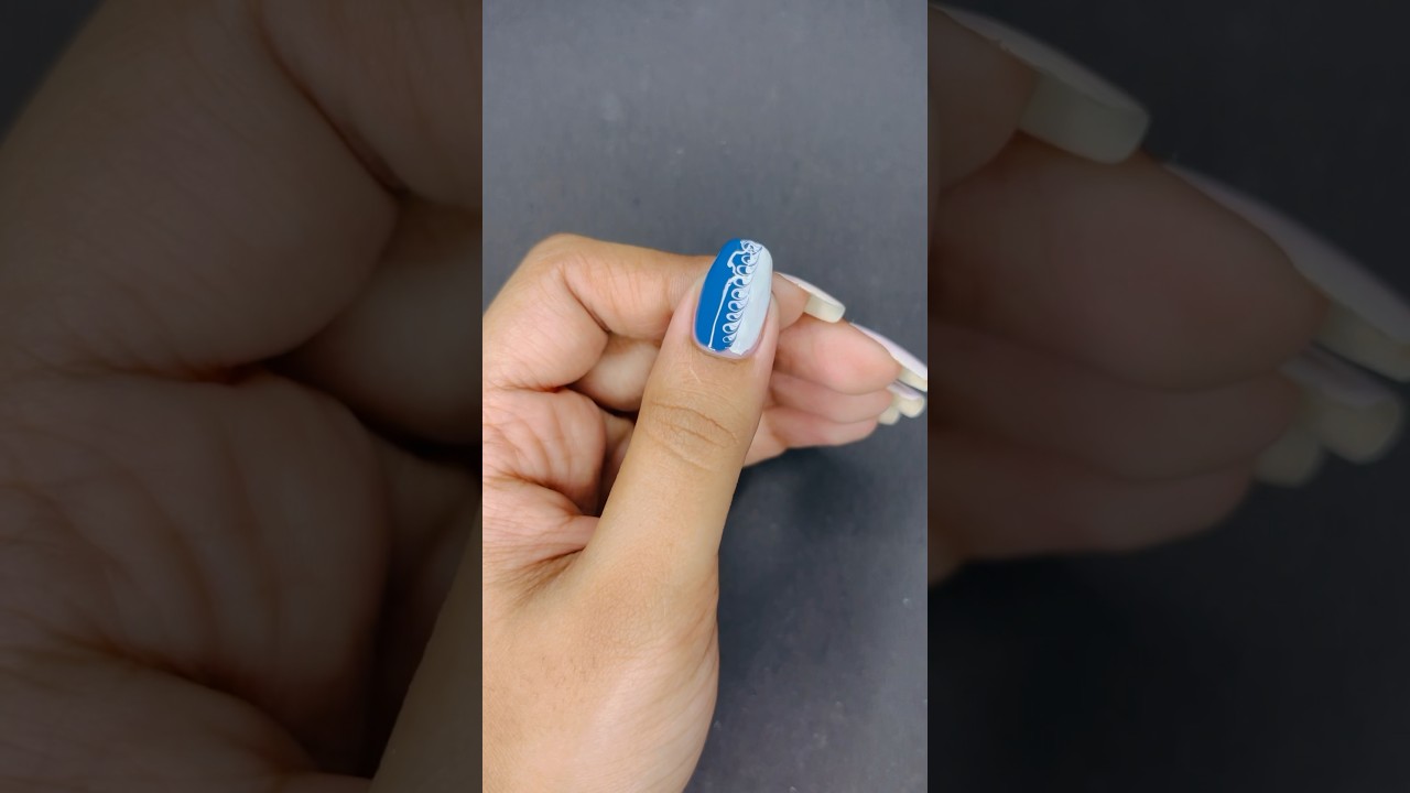 💙🤍✨easy nail art design using toothpick 