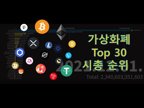   가상화폐 암호화폐 시가총액 순위 Top30 그래프