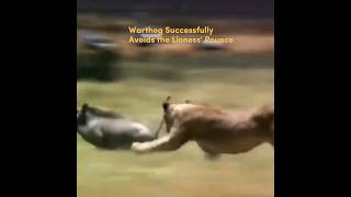 Warthog Escapes The Lioness