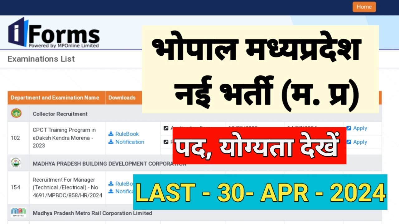 मध्य प्रदेश भवन विकास निगम भर्ती 2024 - MP BUILDING DEVELOPMENT CORPORATION vacancy  - म.प्र भर्ती