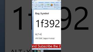 Bag Symbol in msword code viral trending reels learning shorts