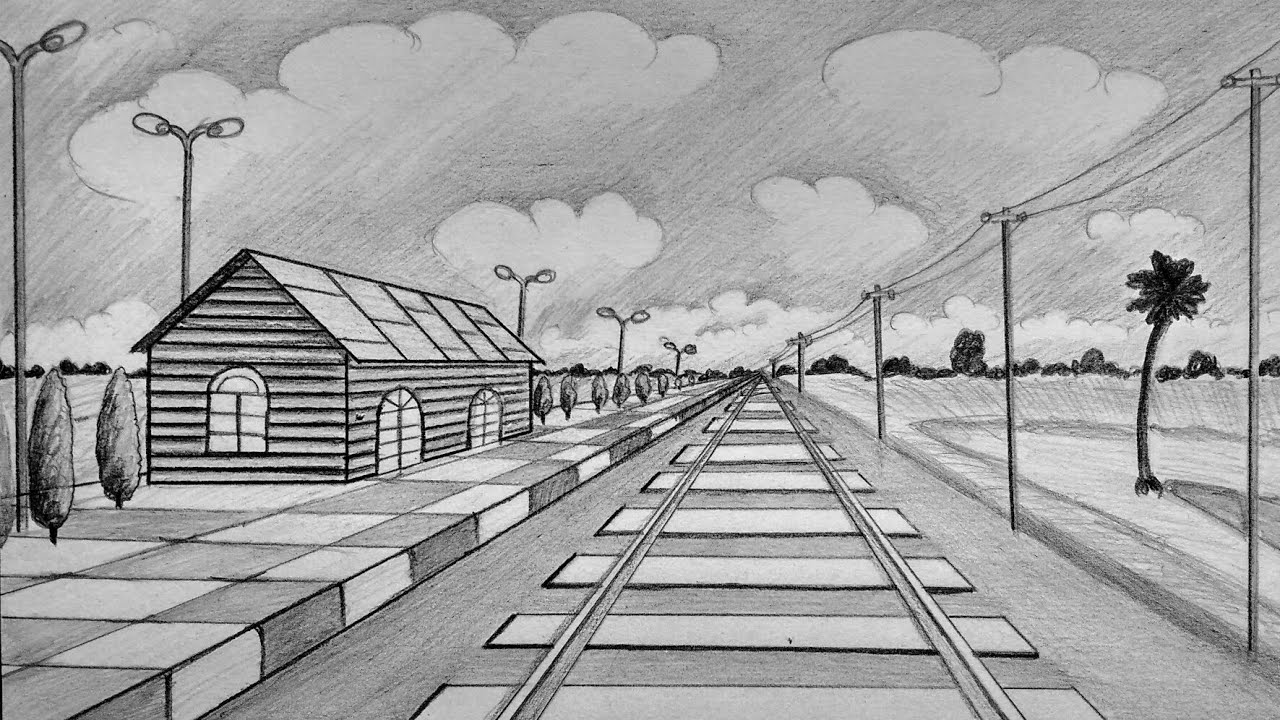 How to draw Railway station YouTube