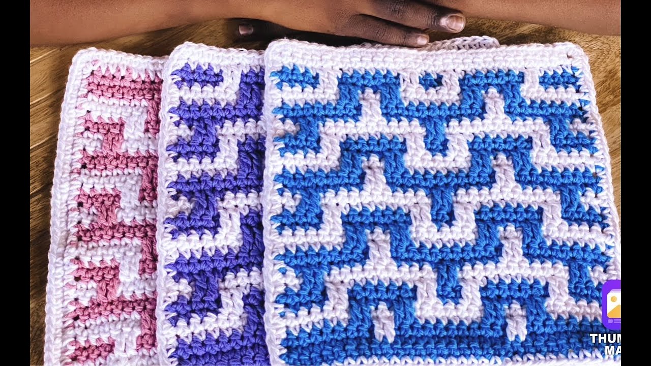 Crochet Mosaic Dishcloth Tutorial by Jonah's Hands YouTube