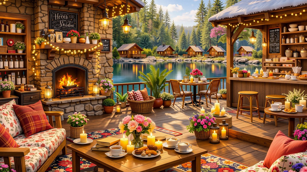 Fresh Spring Morning Jazz Cafe 🌸 Cozy Coffee Shop Ambience & Smooth Jazz for Relax and Focus