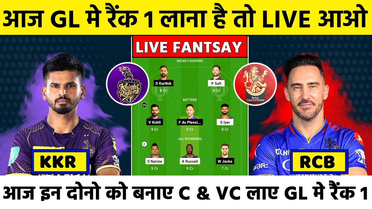 Kkr vs Rcb dream 11 | KKR vs RCB dream11 prediction | KKR vs RCB pitch report | Eden garden Pitch