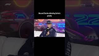 Max and Charles defending Carlos penalty in the post-qualifying press conference #maxverstappen #f1