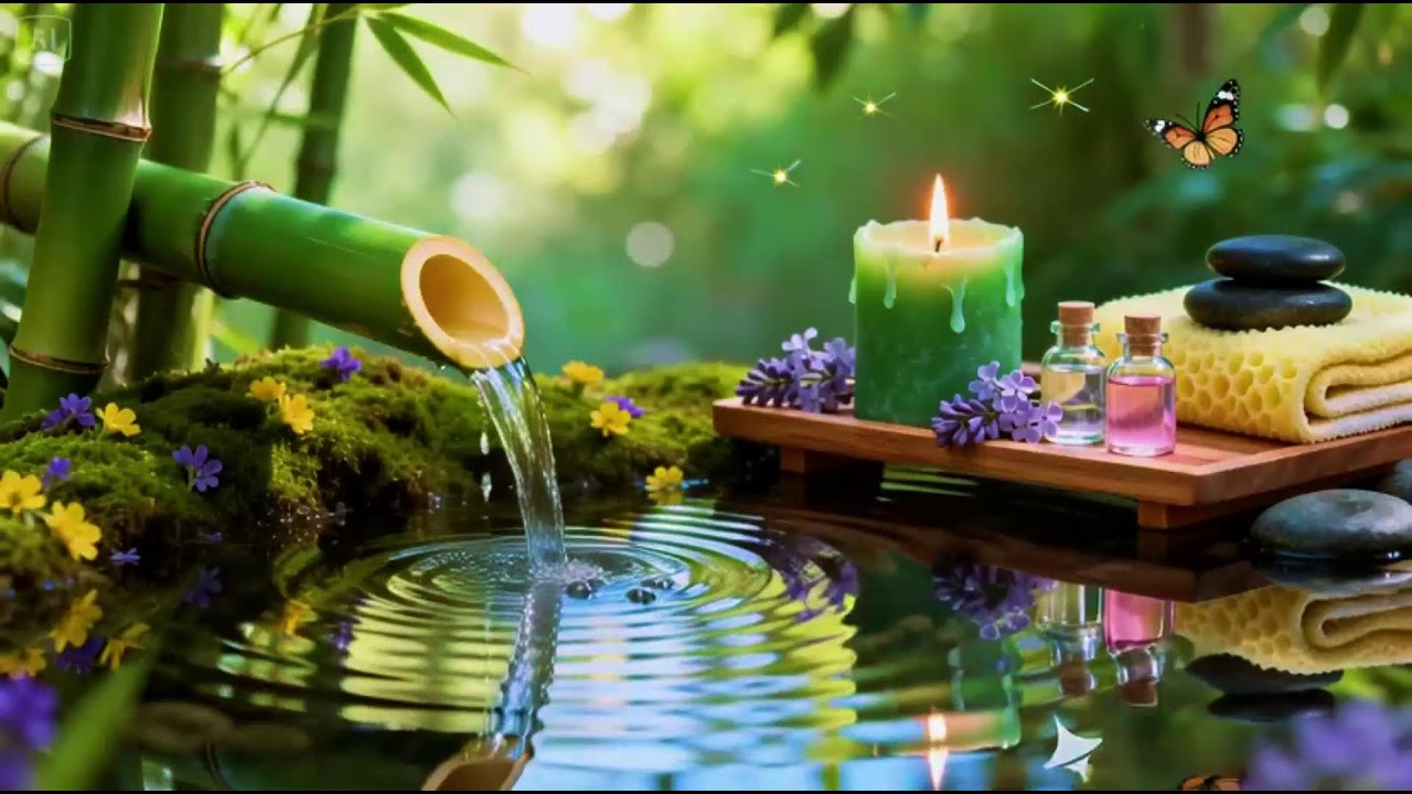 Relaxing Sleep Music with Bamboo Water Sound🌿Calm Anxiety,Insomnia Relief,Stress Relief & Meditation
