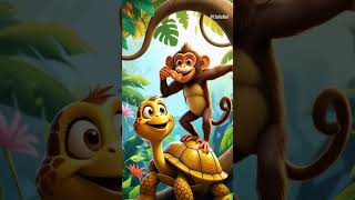 Turtle vs Monkey: A Smart Time Lesson for Kids | Short Moral Story | Jungle Animals Cartoon
