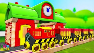 TOY Cartoon Cars WASH PARKING - Train Cartoons for Children - Toy Train Videos for kids