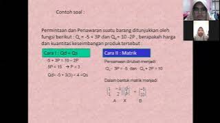 PENERAPAN MATRIKS DALAM EKONOMI ---- MATEMATIKA EKONOMI