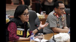 Sri Mulyani Gunakan Rompi Hitam Saat Dampingi Kapolri Rilis Narkoba Asal Belanda