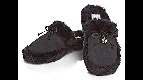 Comfort   Joy Satin Slippers with Plush Trim