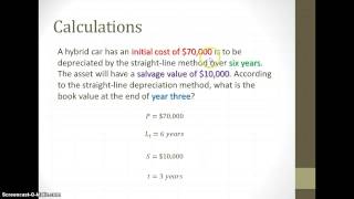 Book Value Depreciation (Straight Line Method)