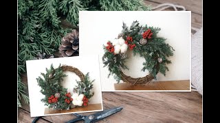 プリザーブドフラワーで作るクリスマスリースの作り方